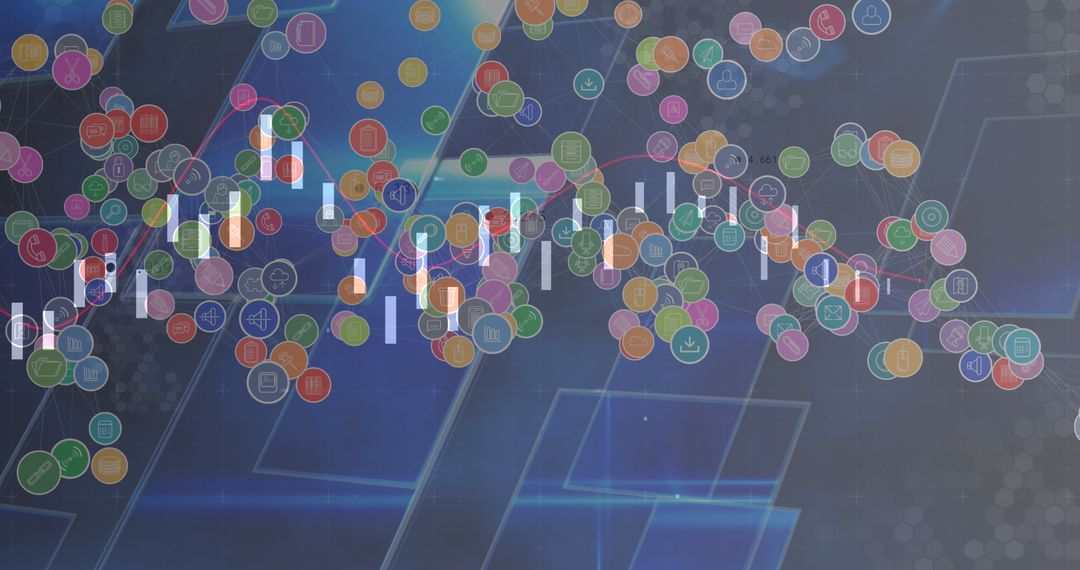 Colorful Icons and Graphs Representing Data Technology Concepts