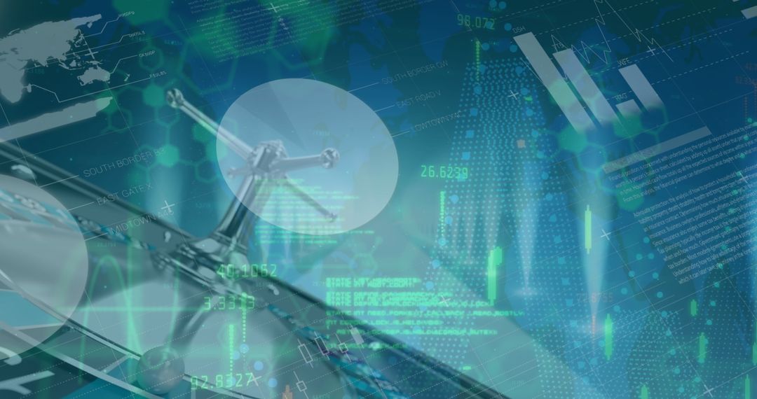 Futuristic Digital Network with Data and Analytics Visualization