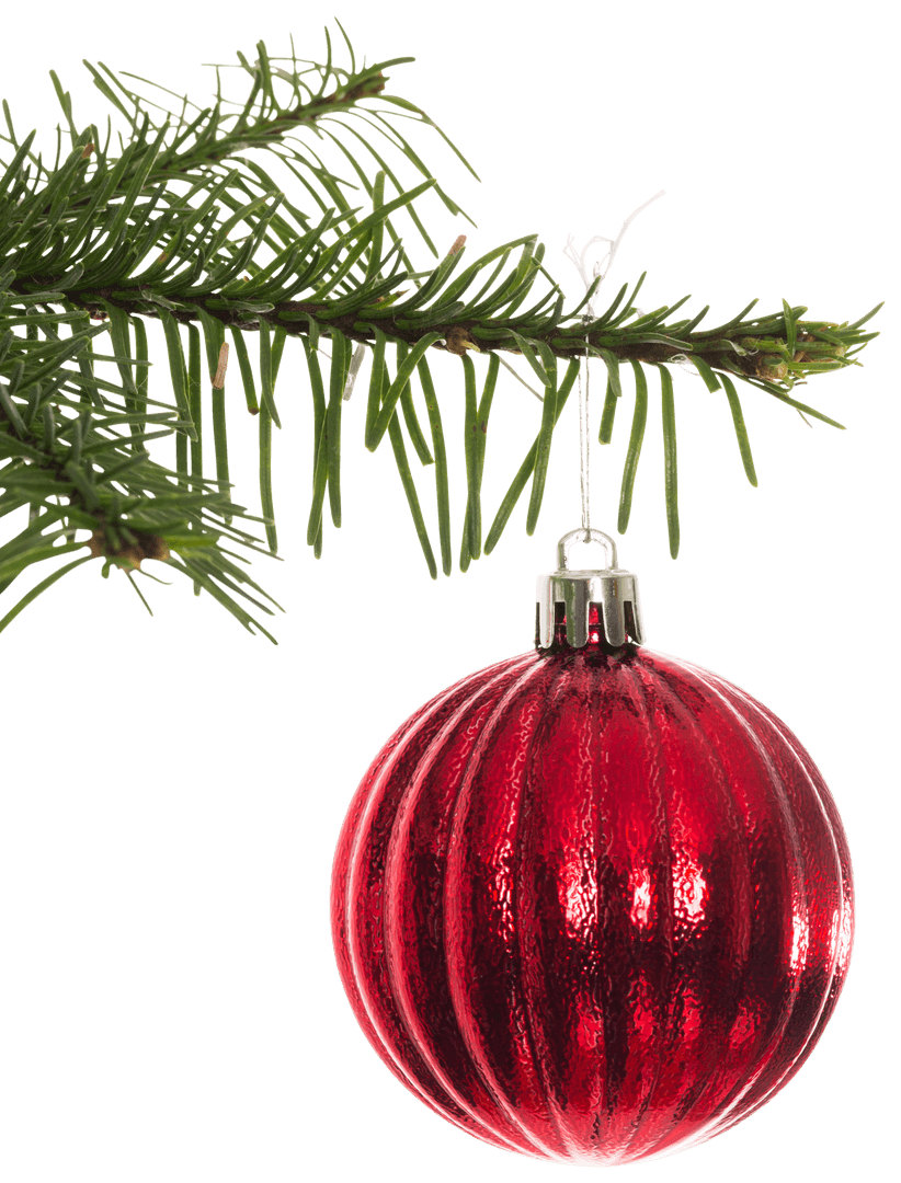 Shimmering Red Christmas Ornament with Transparent Background