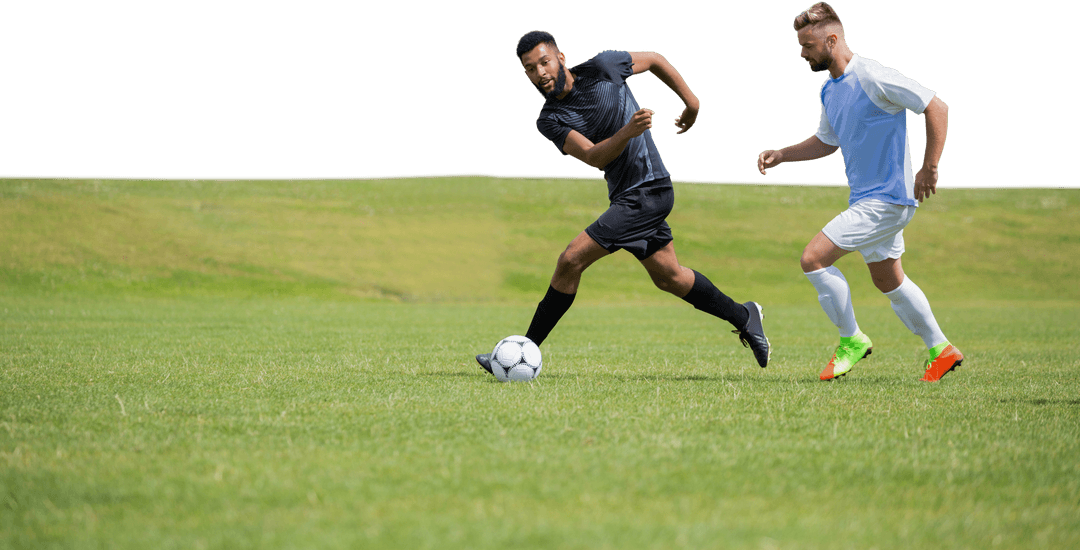 Diverse Soccer Players in Action on Transparent Background