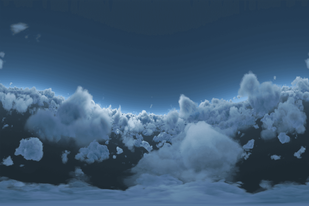 Transparent Cubic Clouds Under Bleu Ciel Panorama
