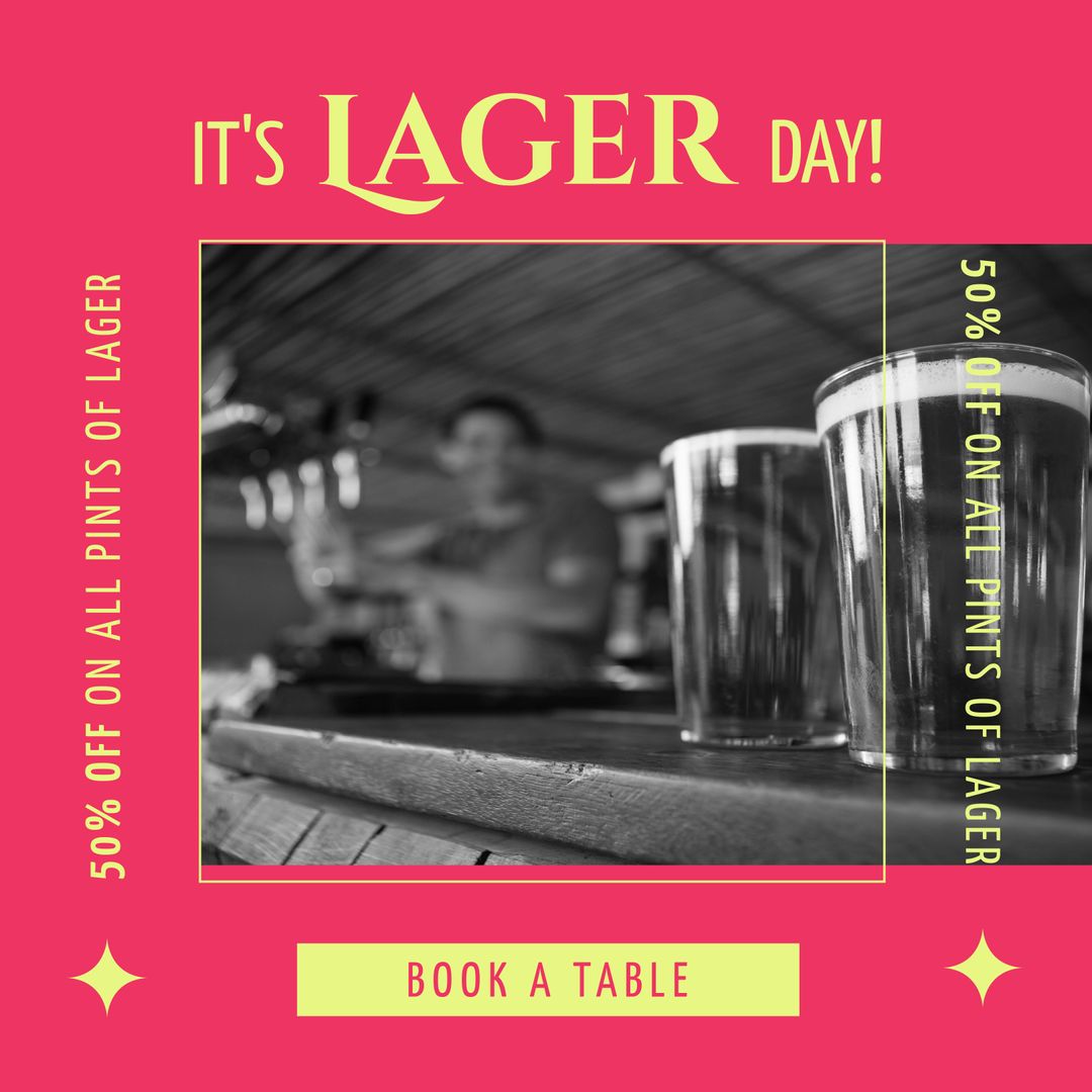 Lager Day Promotion with Beer Glasses on Bar