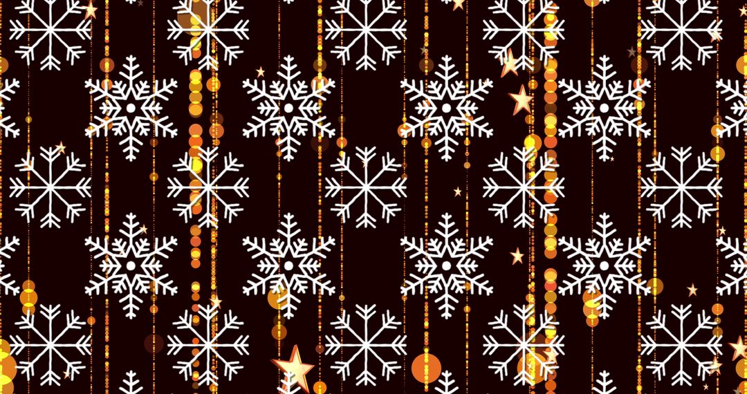 Seamless Snowflake Pattern with Golden Light Trails