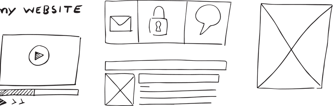 Digital Sketch of Website Design Template on Transparent Background