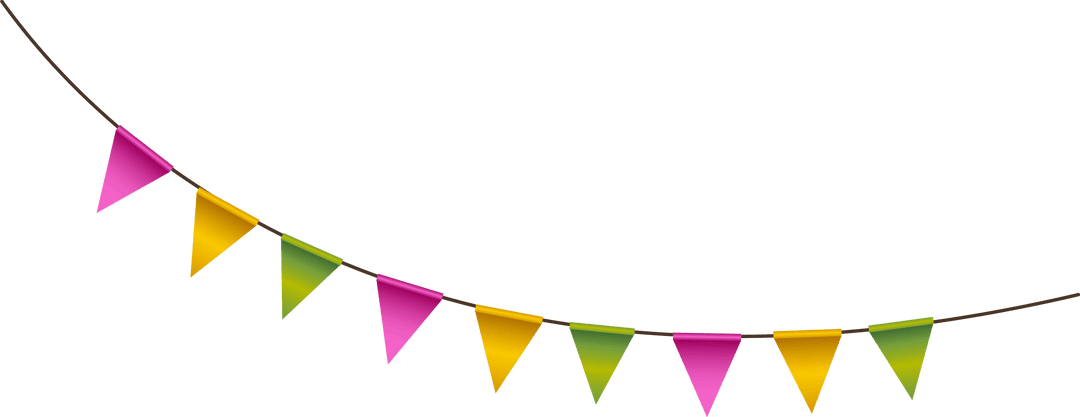 Colorful Pennant Flags Draping on Transparent Background for Celebrations
