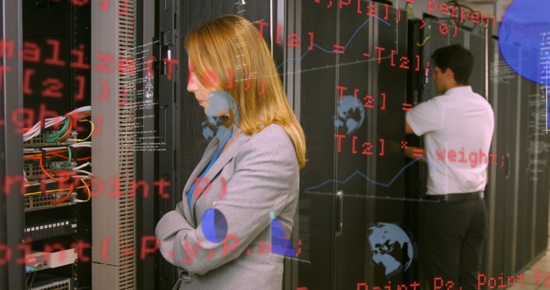 Global Data Processing Team in Modern Server Room