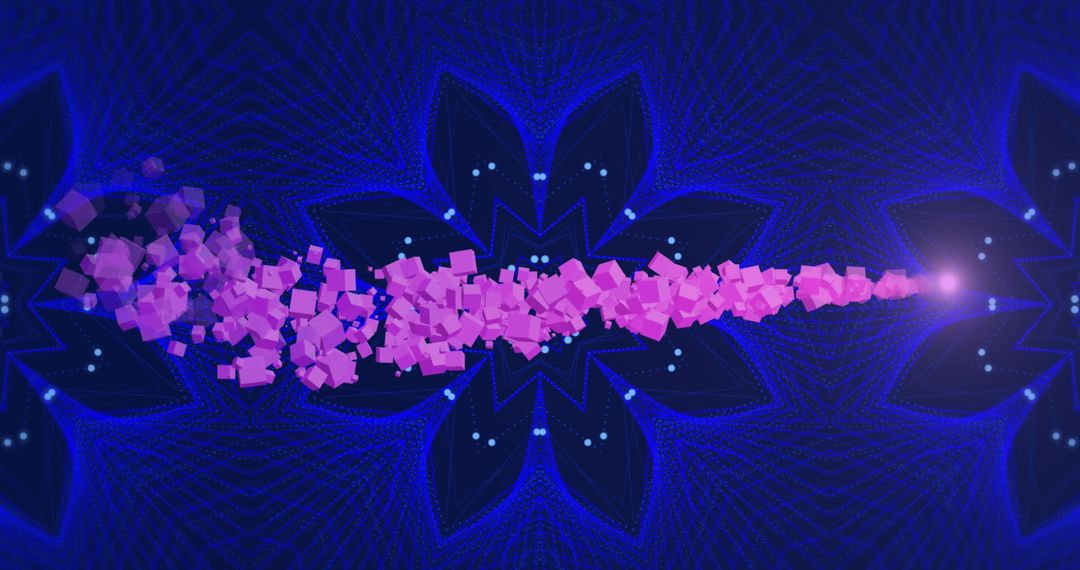 Kaleidoscopic Digital Pattern With Pink Cubes