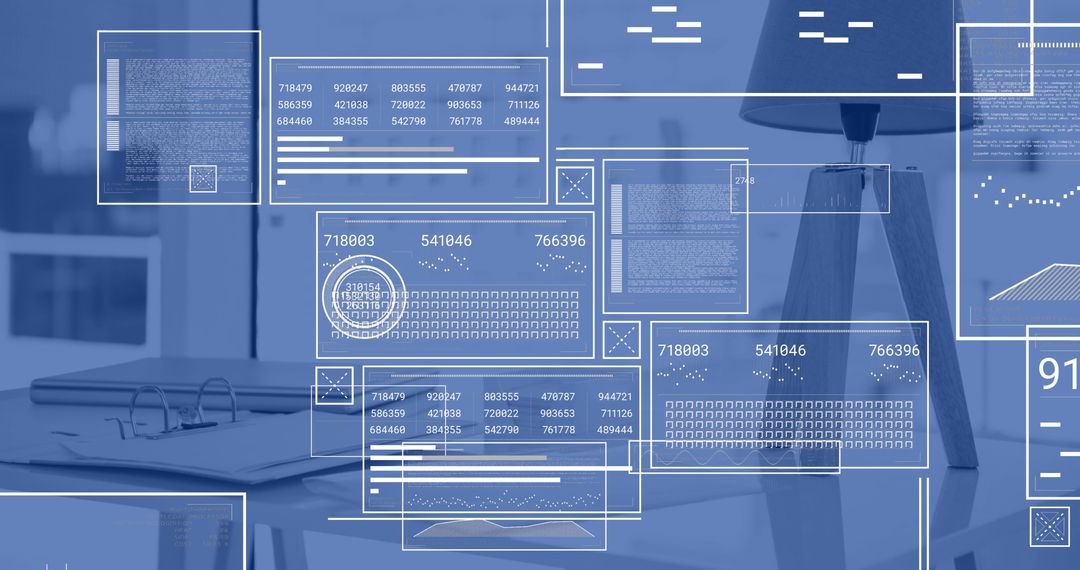 Digital Data Network over Office Workspace Concept