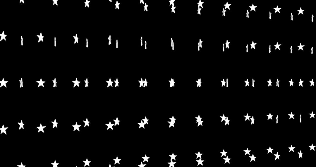 Abstract Pattern of Moving White Stars on Black Background
