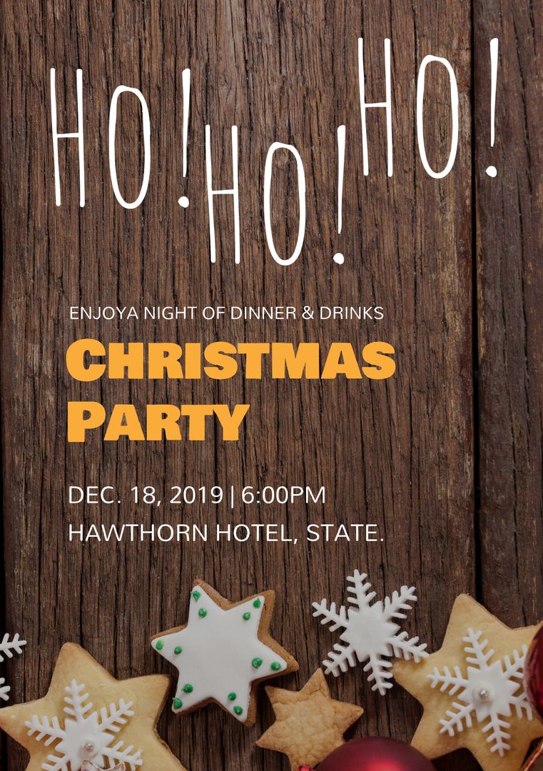 Christmas Party Invitation with Cookies and Festive Elements