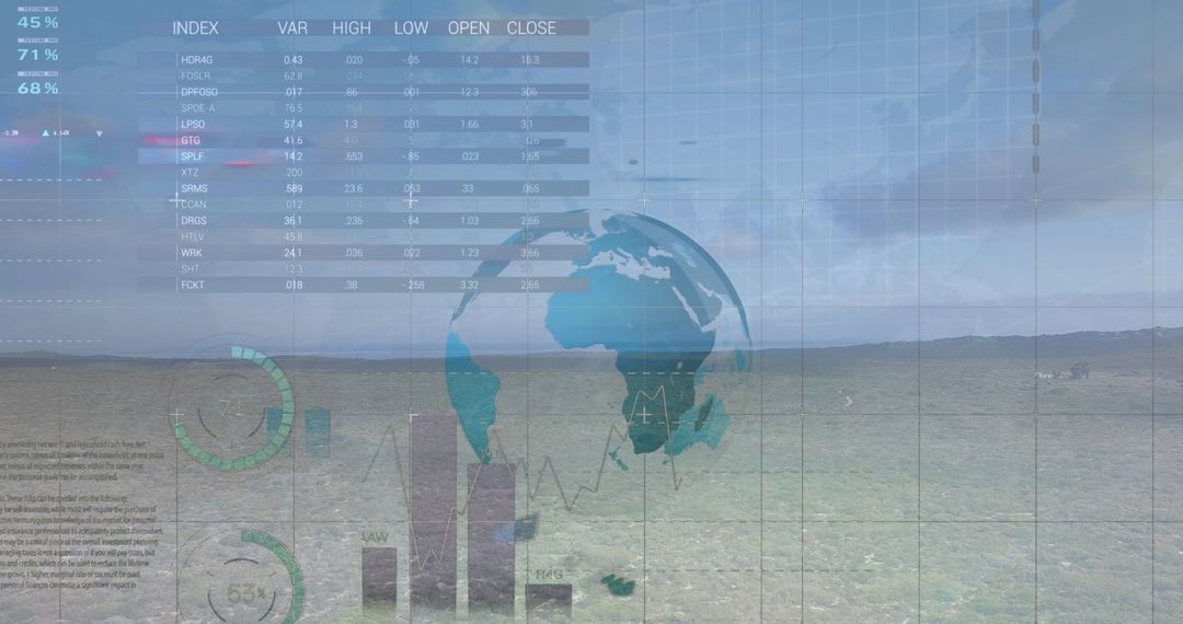 Global Data Visualization Over Countryside Landscape