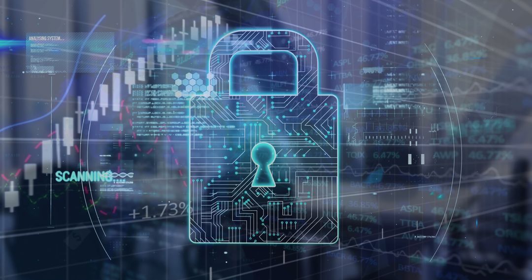 Digital Security Concept with Locked Data Highlights Financial Tech