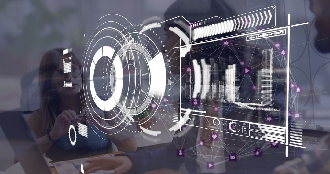 Futuristic Holographic Data Presentation in Modern Office