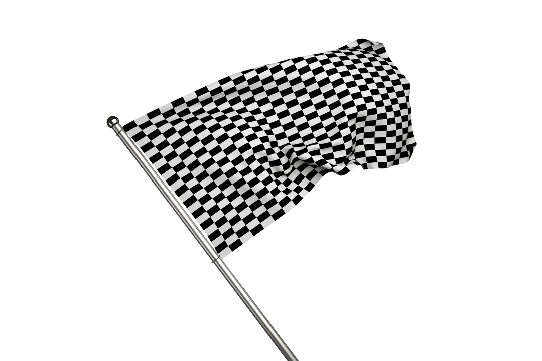 Waving Checkered Race Flag Isolated Transparent Background