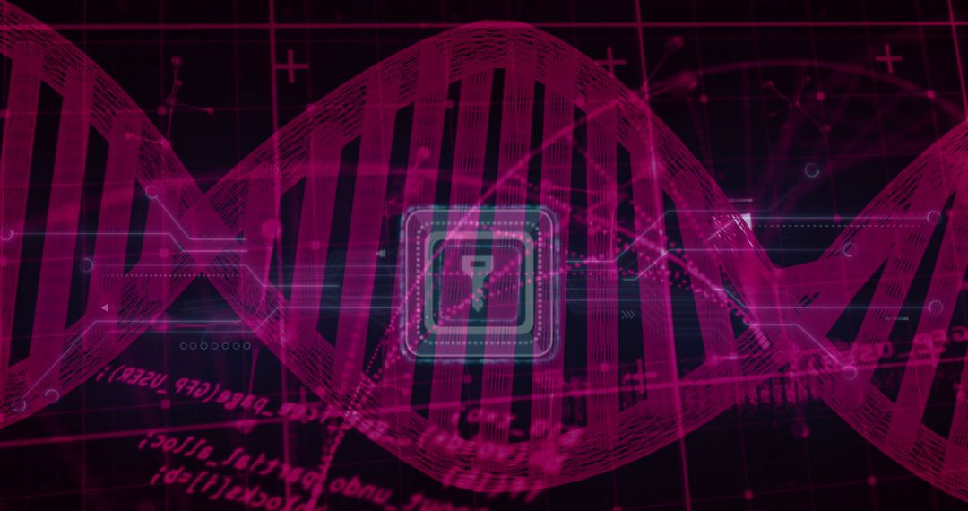 Futuristic DNA Sequence with Digital Interface Elements