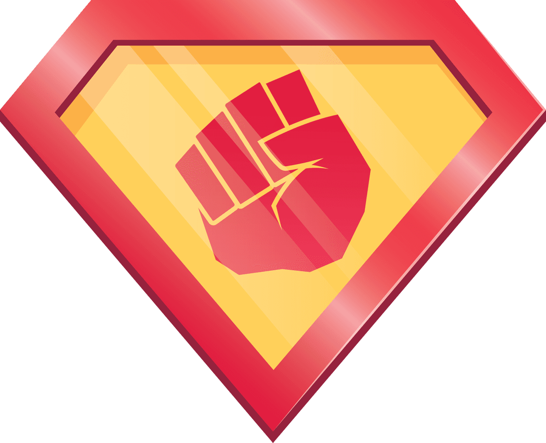 Transparent Fist Symbol in Powerful Red Orange Emblem