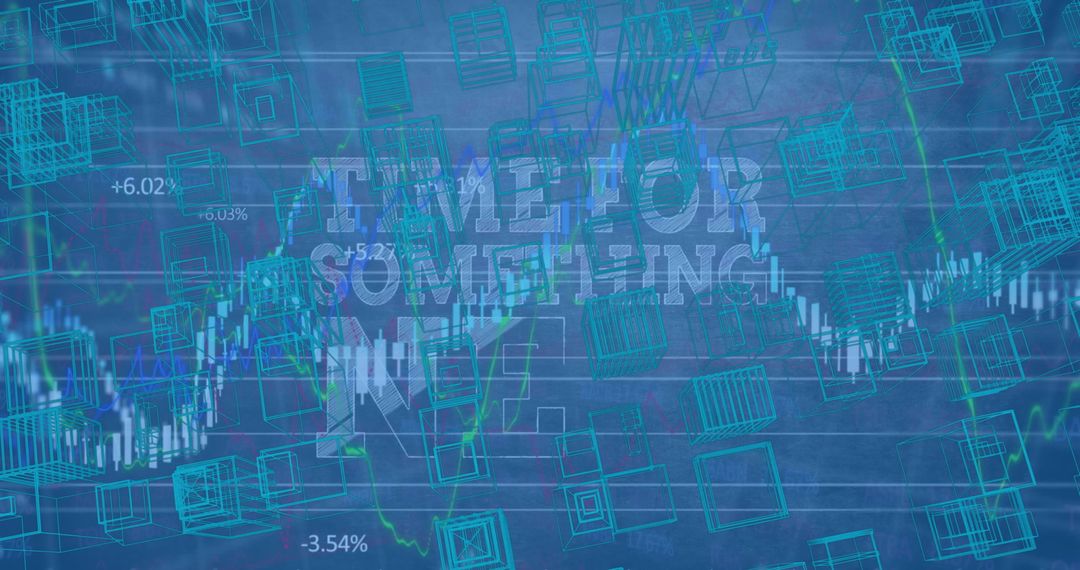 Abstract Data Processing with Motivational Text on Blue Background