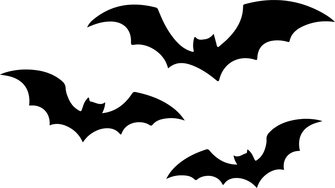 Minimalistic Bat Silhouettes on Transparent Background for Halloween