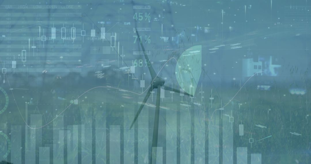 Digital Data Analysis Over Renewable Energy Windmill Scene