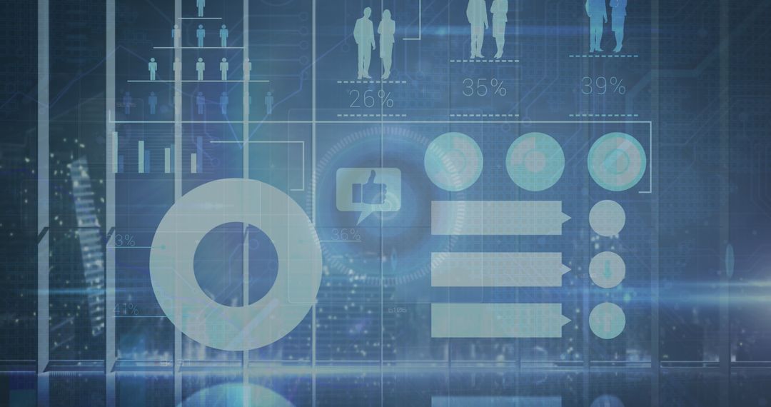 Digital Data Processing Interface on Abstract Blue Background