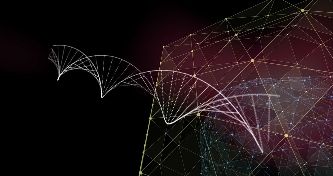 Futuristic 3D Digital Helix in Abstract Network Mesh