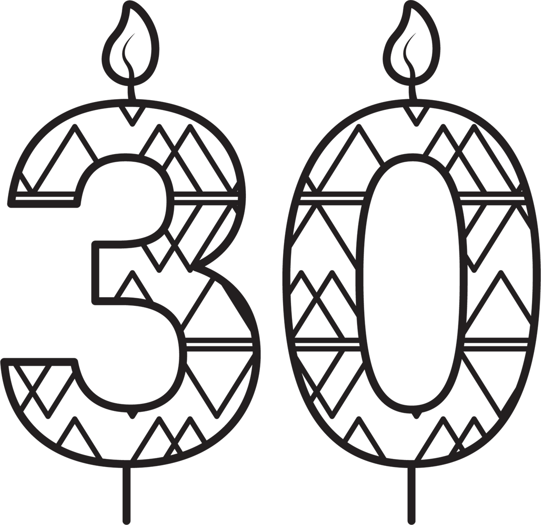 Transparent Illustration of Number 30 with Candlesticks and Flames - Download Free Stock Images Pikwizard.com