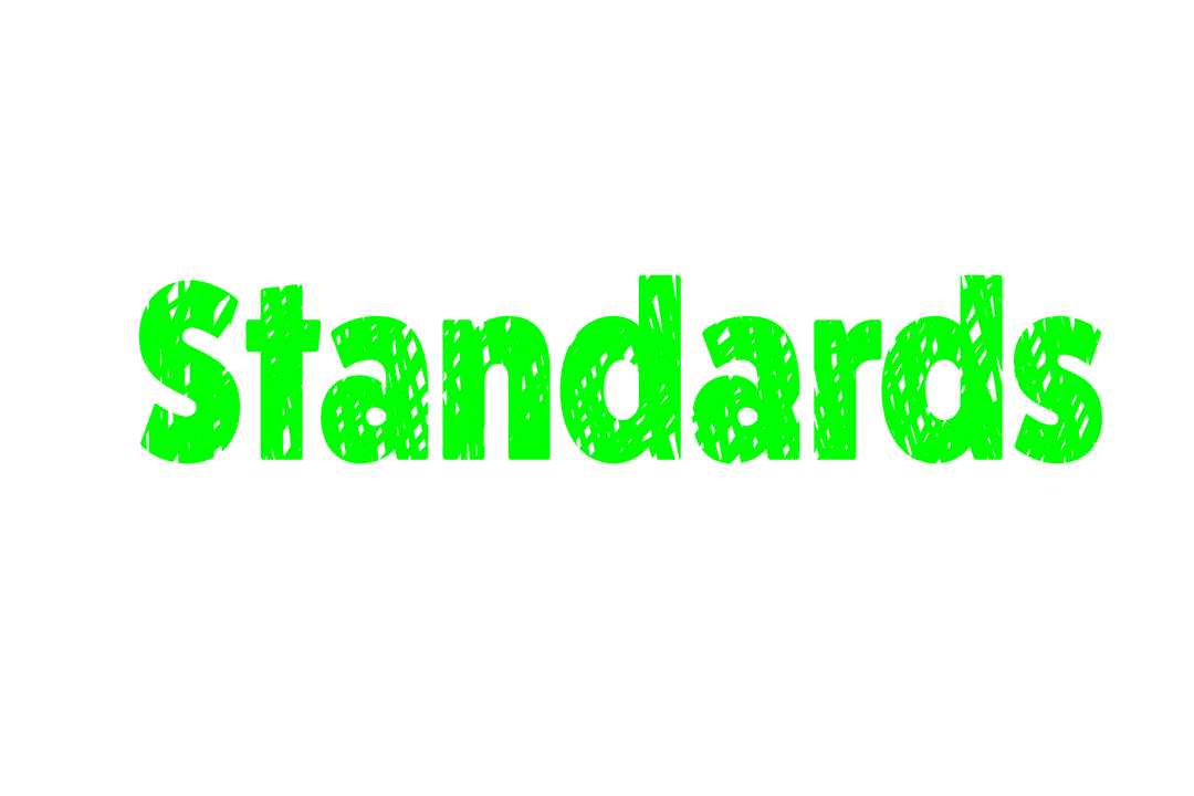 Green Text 'Standards' on Transparent Background