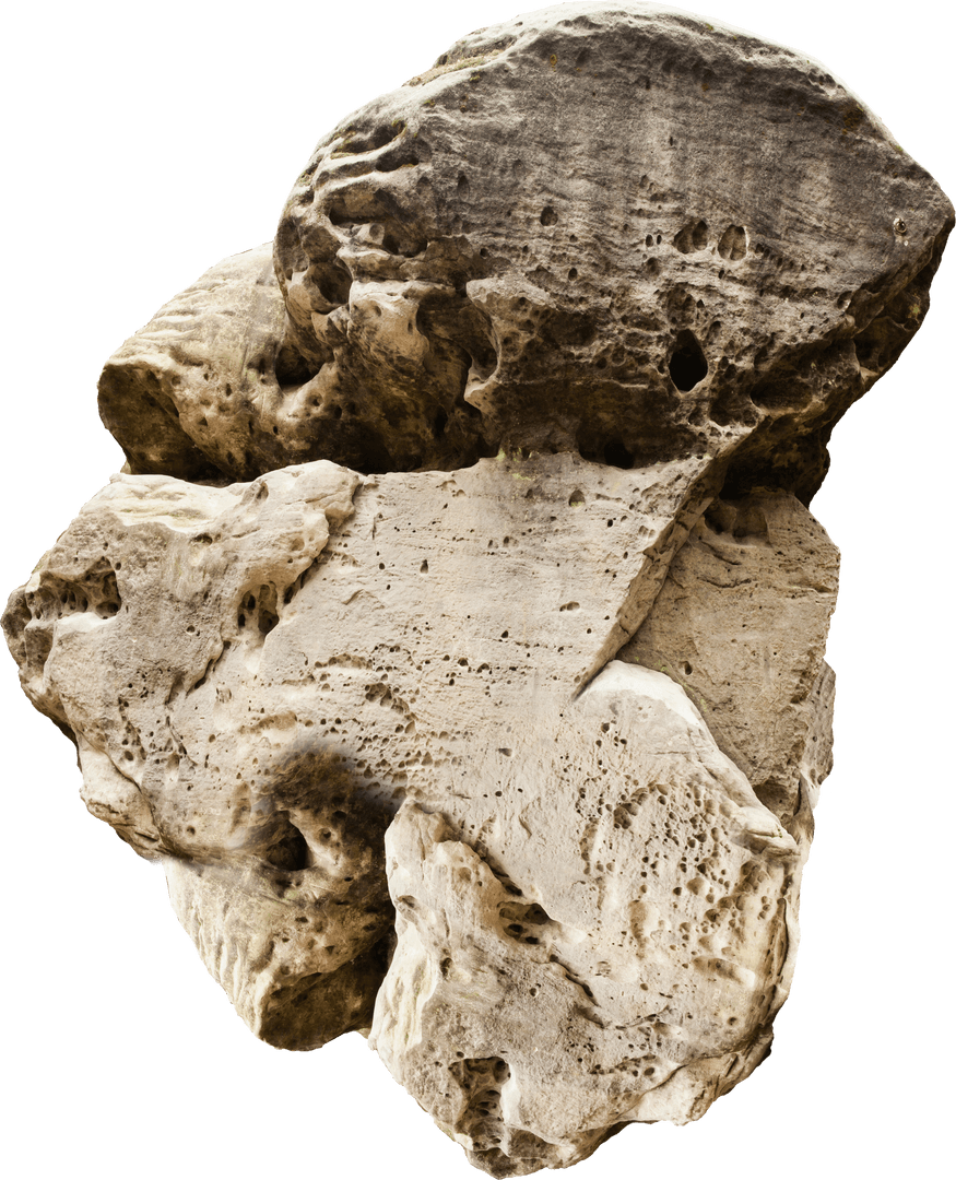 Large Weathered Rock on Transparent Background