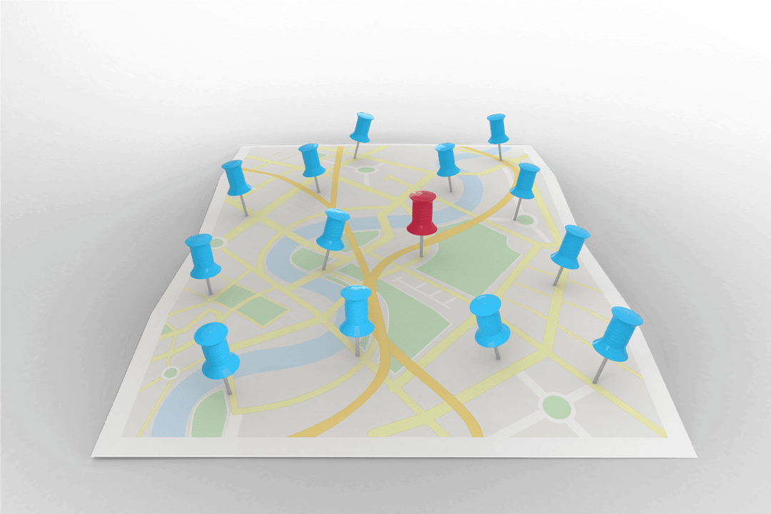 Digital Map Concept with Transparent Background Illustrating Travel and Tags