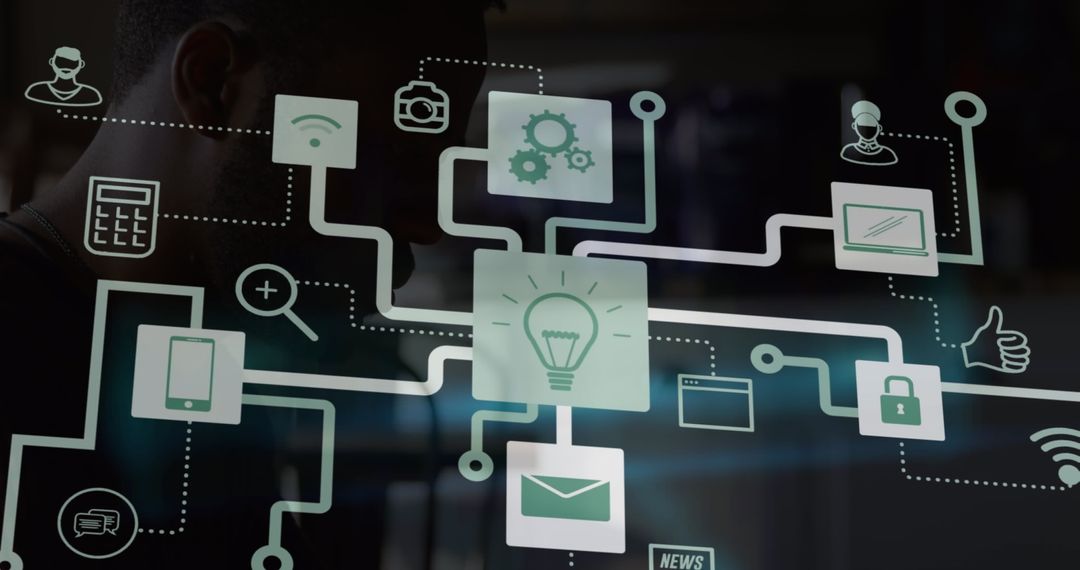 Digital Network System with Connection Icons and Personal Use