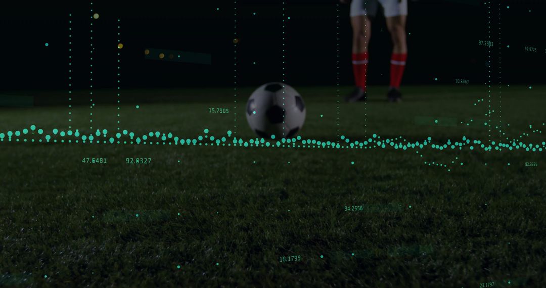 Soccer Ball on Field with Data Visualization