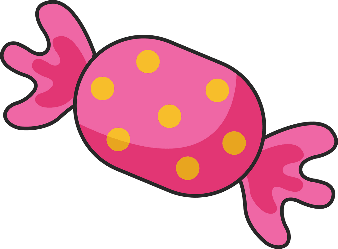 Playful Wrapped Candy with Polka Dots on Transparent Background