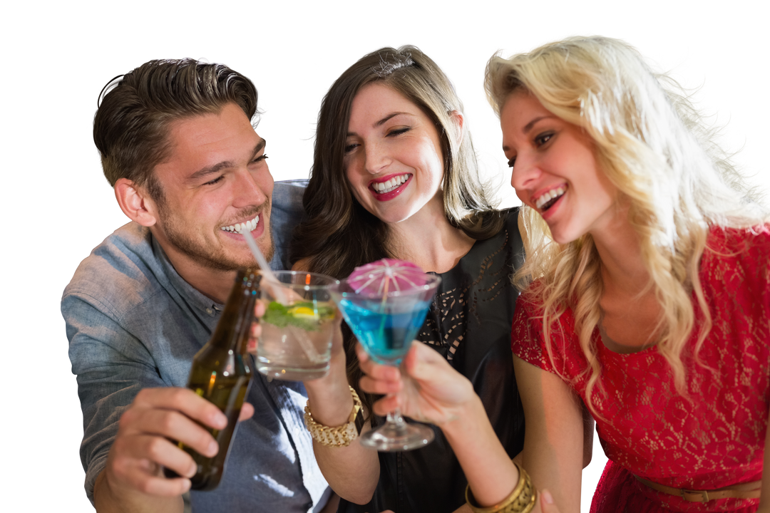 Group of Friends Raising Toast with Drinks on Transparent Background - Download Free Stock Images Pikwizard.com