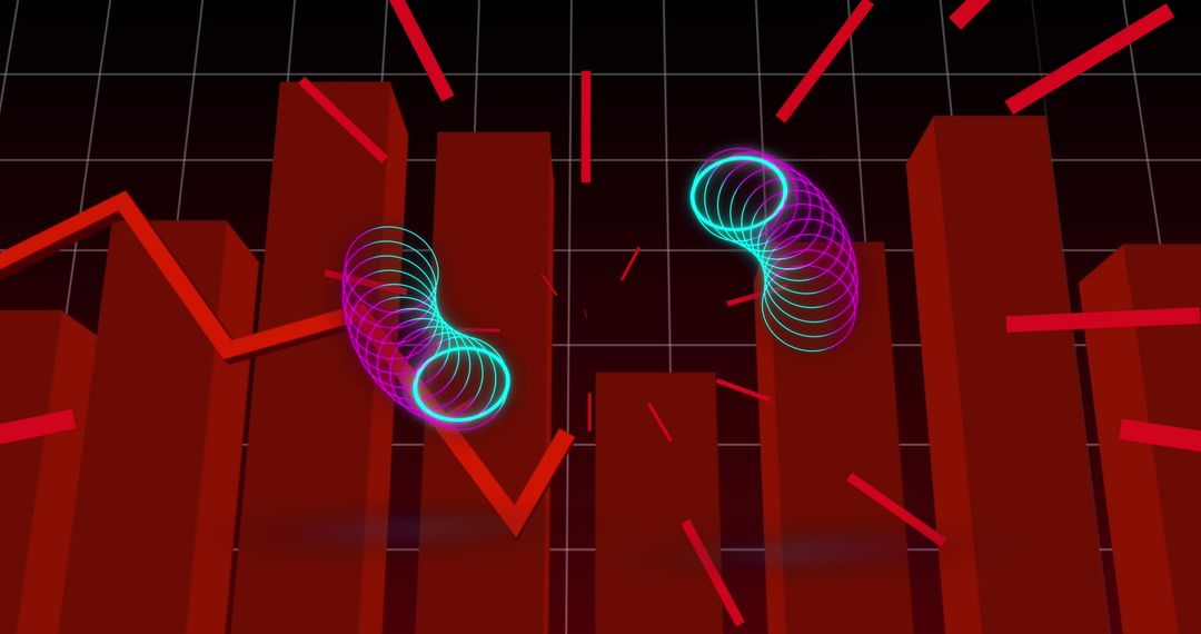 Abstract Digital Interface with Floating Spirals and Data Charts