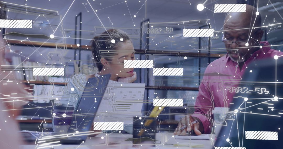 Diverse Business Team Analyzing Data with AR Technology