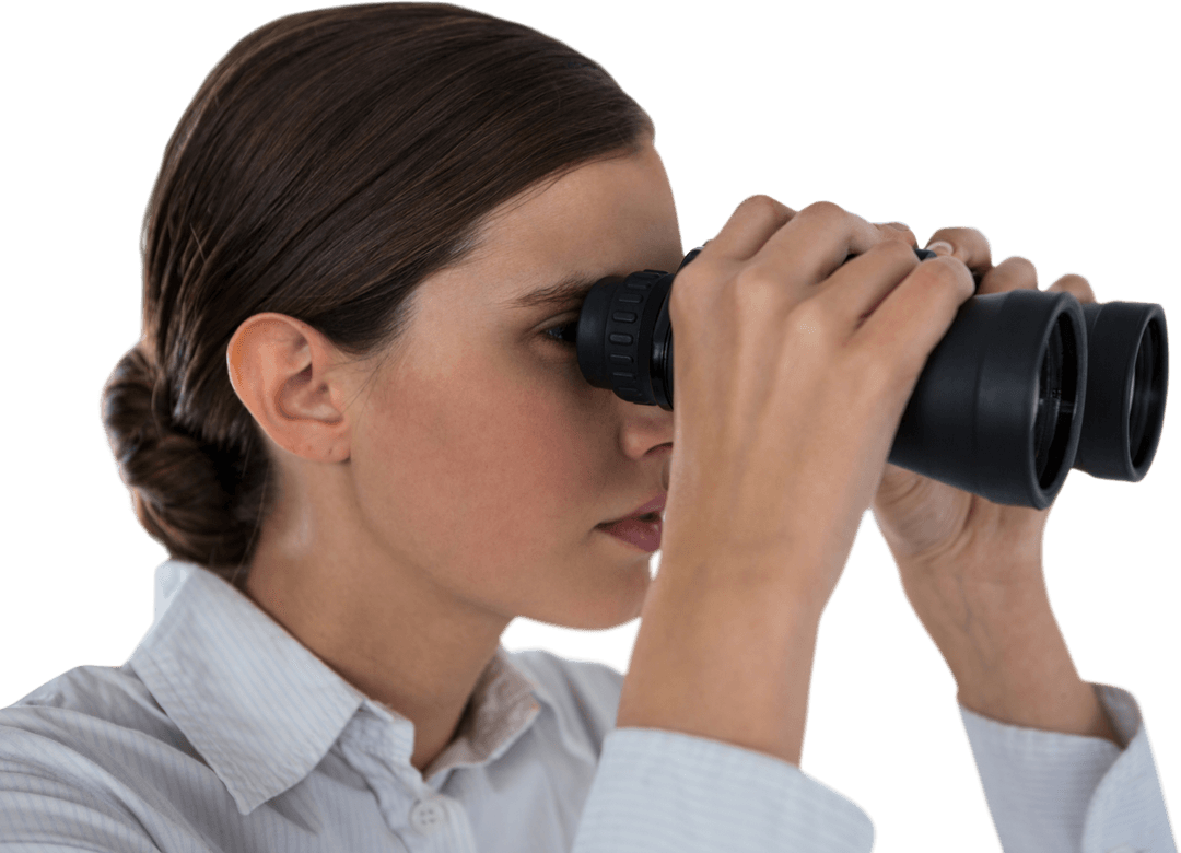Confident Businesswoman Searching with Transparent Binoculars