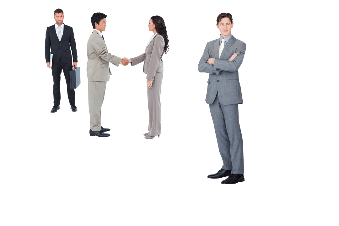 Transparent Group of Smiling Business Professionals Desaturated