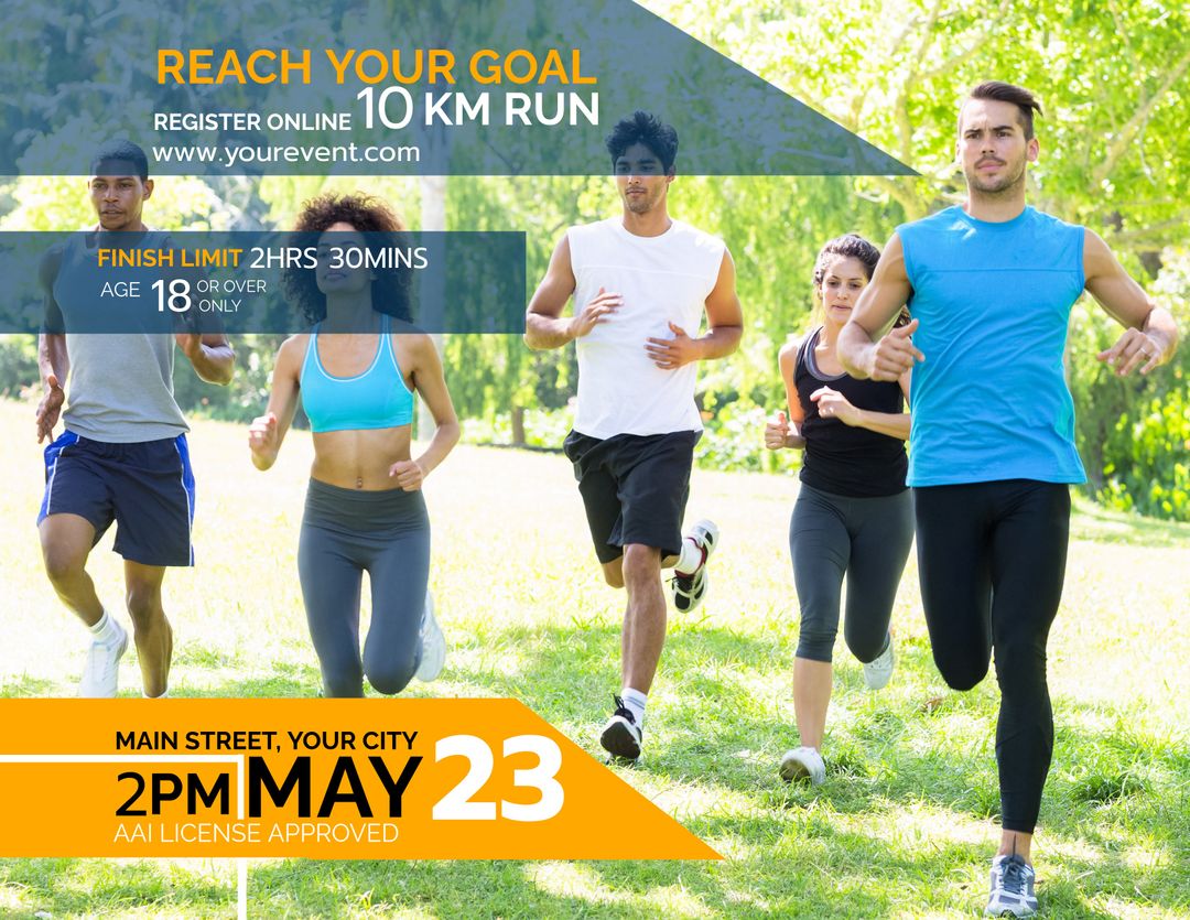 Active Diverse Group Running in 10K Fitness Event