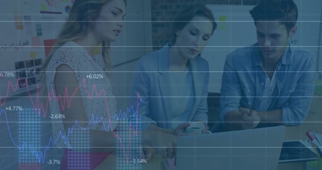 Financial Data Analysis Team Collaboration in Modern Office