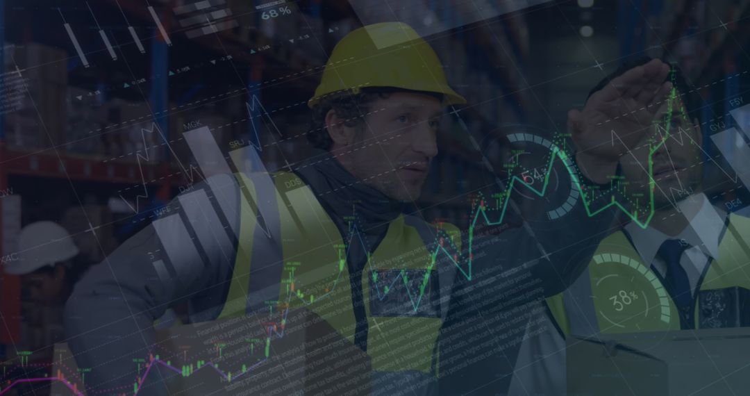 Warehouse Workers with Digital Data Overlay