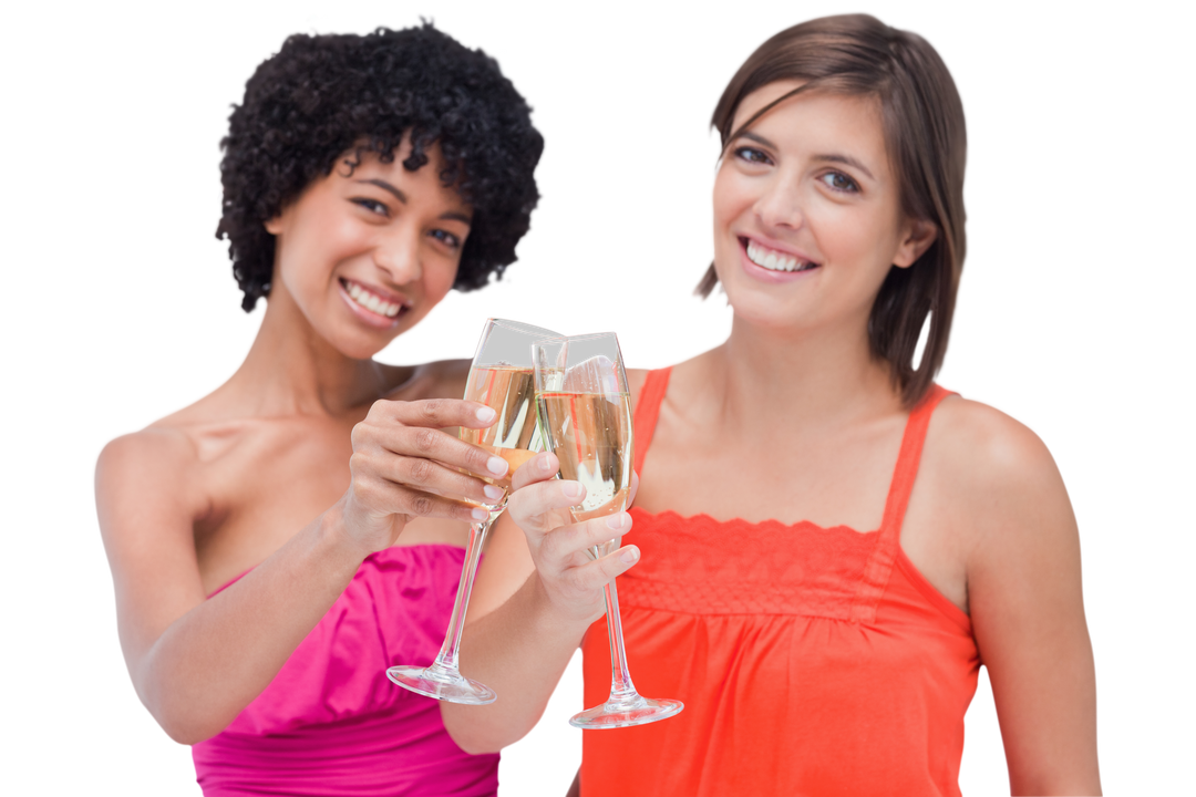 Happy Young Women Celebrating with Champagne on Transparent Background - Download Free Stock Images Pikwizard.com