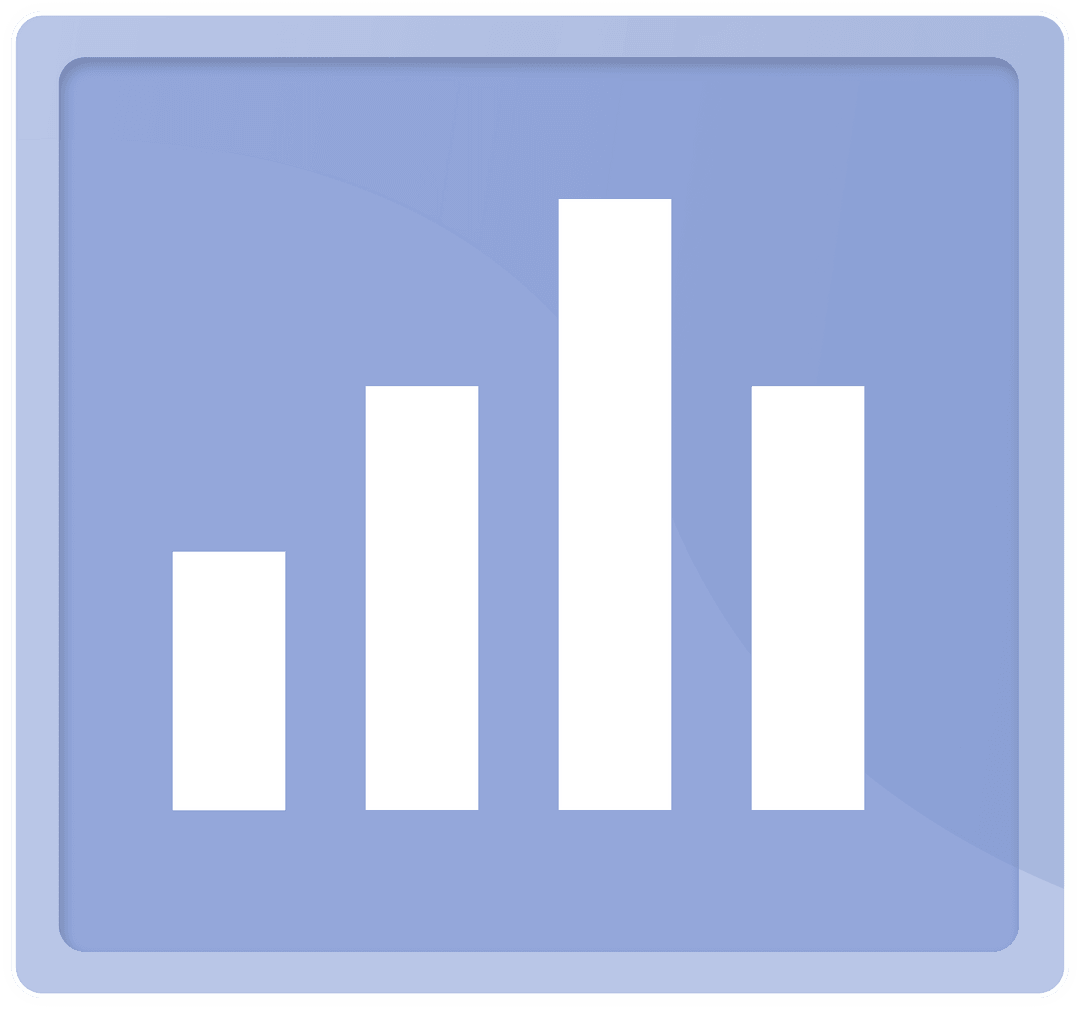 Transparent Blue Square with White Bar Chart for Business Data