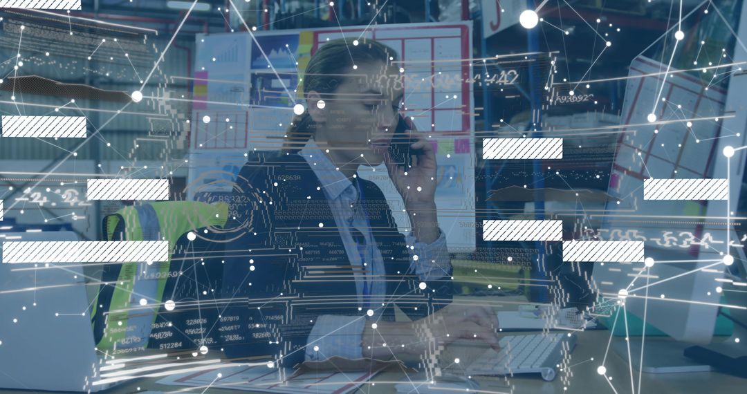 Businesswoman Engaging in Communication with Futuristic Digital Interface