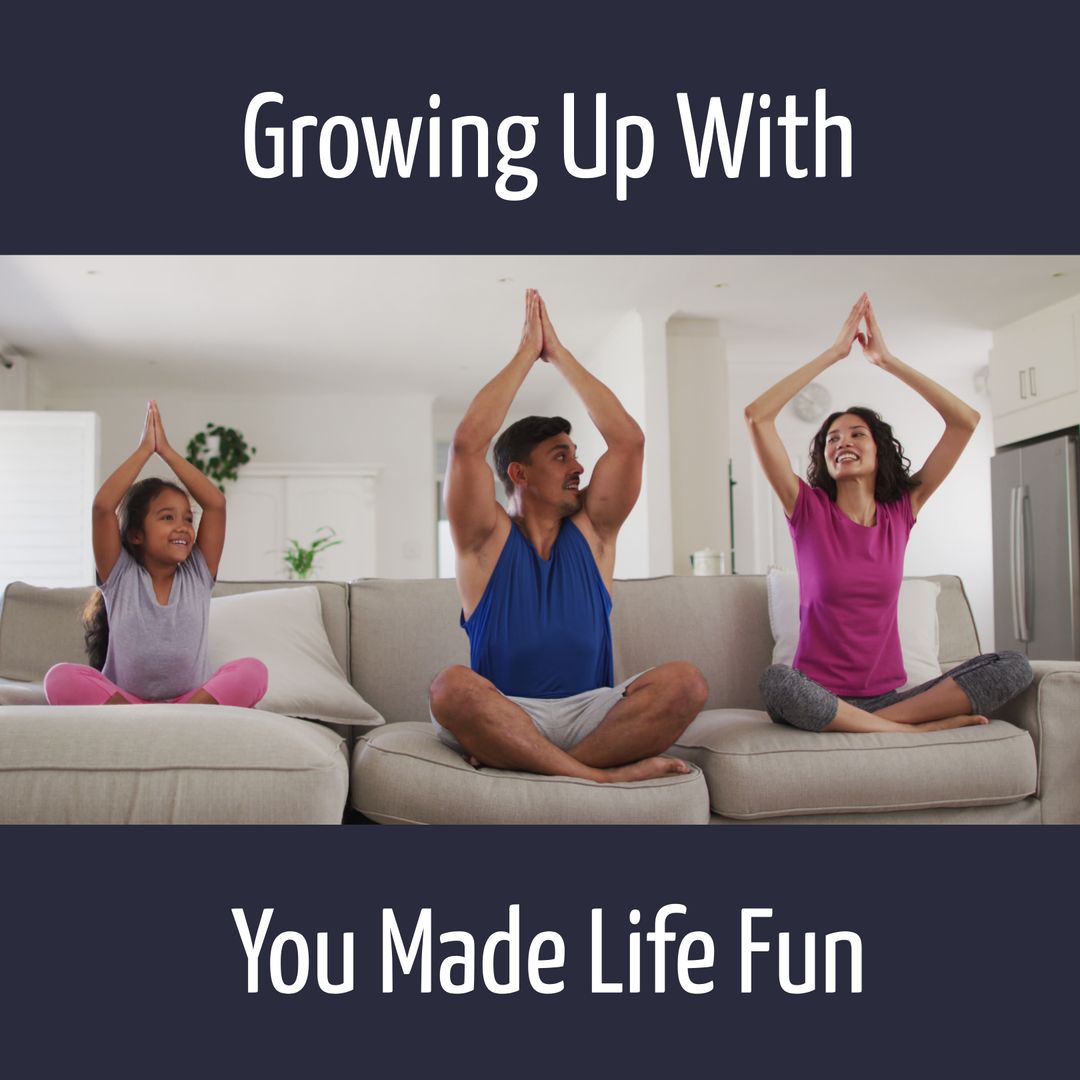 Diverse Family Practicing Yoga on Couch Displaying Harmony
