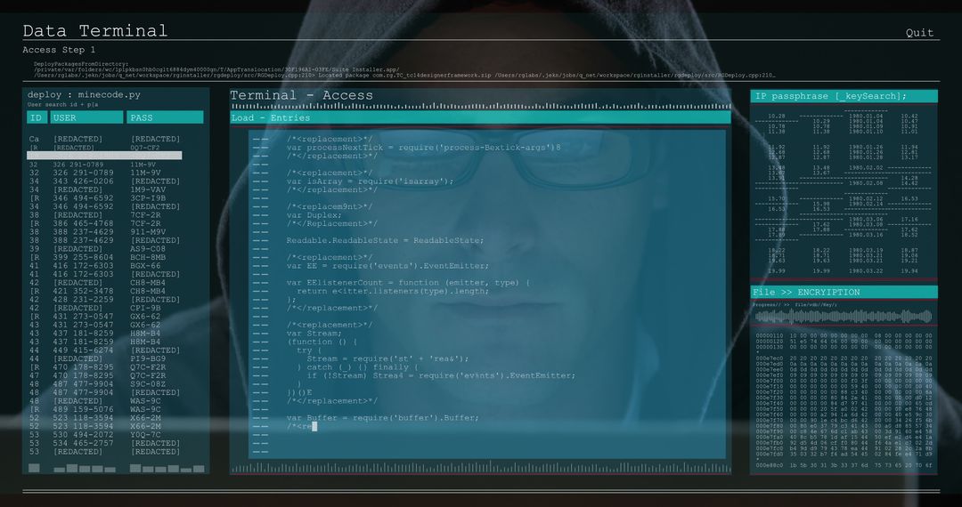 Image of data processing on computer screens over male hacker in hood - Free Images, Stock Photos and Pictures on Pikwizard.com
