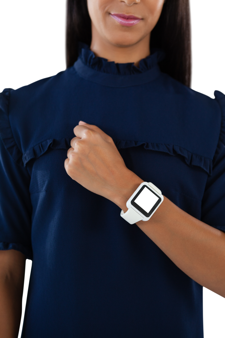 Transparent Overlay of Businesswoman Wearing Smartwatch on Wrist - Download Free Stock Images Pikwizard.com