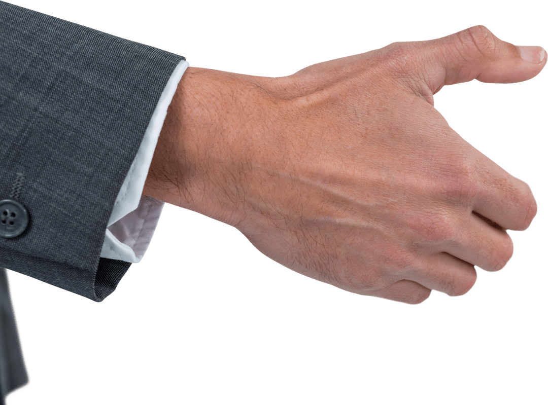 Transparent Handshake Gesture by Businessman in Suit