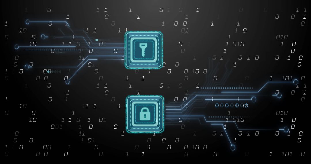 Digital Interface with Blockchain Security Icons on Modern Background