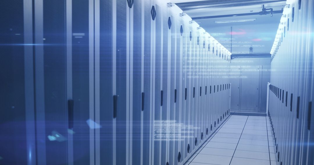 Modern Server Room with Data Processing Infrastructure