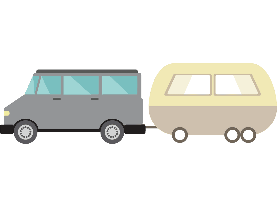 Modern Camper Van with Caravan on Transparent Background